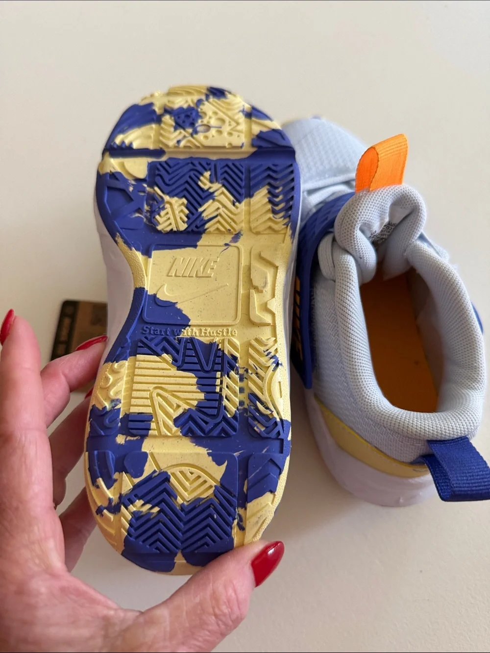 Nike Kids White, Purple & Yellow Slip-On Sneakers Sz 12C.  New. Tub7